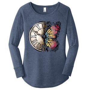 Butterfly Clock Design Women's Perfect Tri Tunic Long Sleeve Shirt