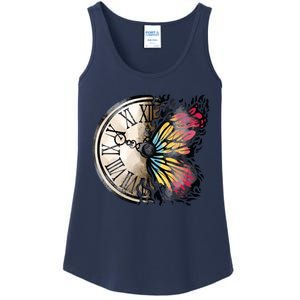 Butterfly Clock Design Ladies Essential Tank