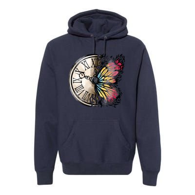 Butterfly Clock Design Premium Hoodie