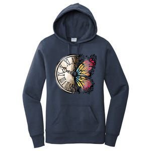 Butterfly Clock Design Women's Pullover Hoodie