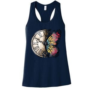 Butterfly Clock Design Women's Racerback Tank