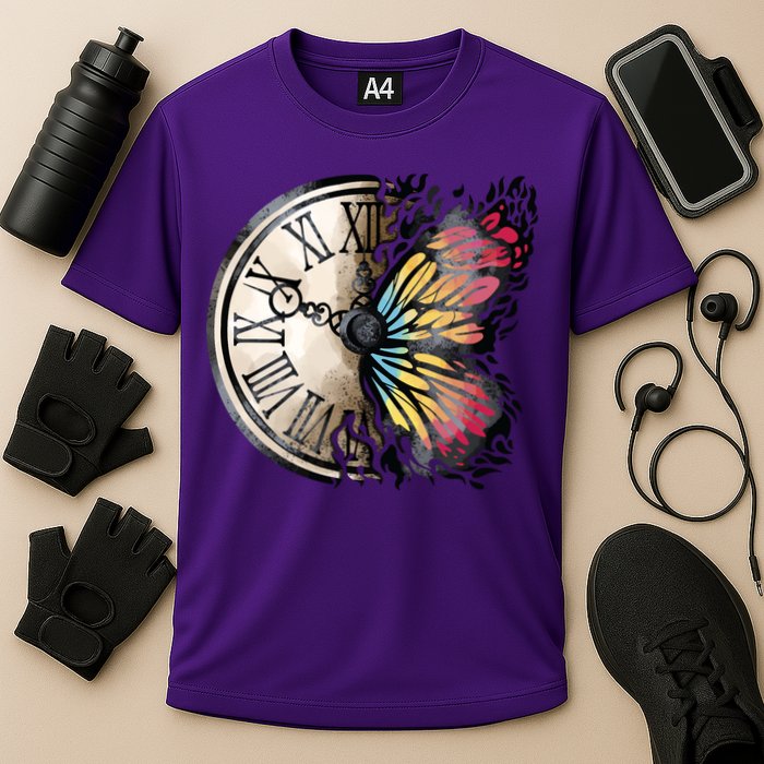 Butterfly Clock Design Performance Shirt