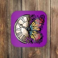 Butterfly Clock Design Coaster