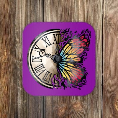 Butterfly Clock Design Coaster