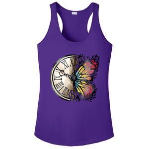 Butterfly Clock Design Ladies PosiCharge Competitor Racerback Tank