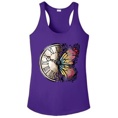 Butterfly Clock Design Ladies PosiCharge Competitor Racerback Tank
