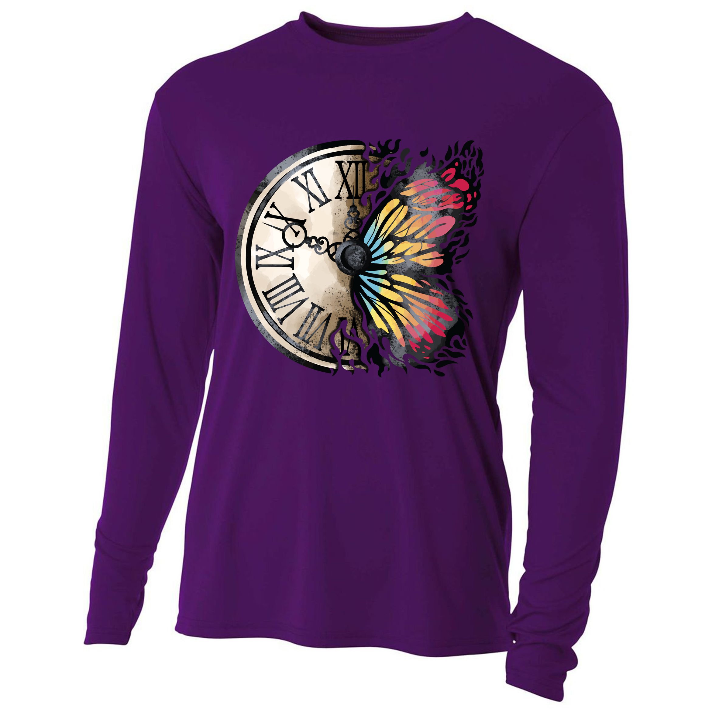 Butterfly Clock Design Cooling Performance Long Sleeve Crew