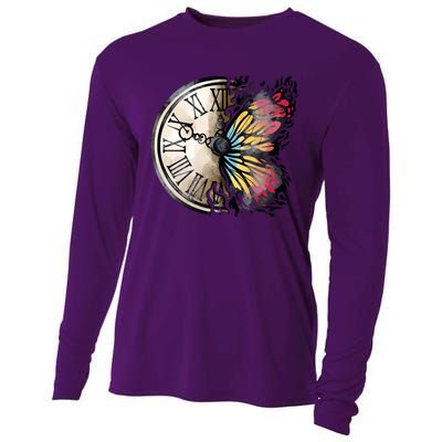 Butterfly Clock Design Cooling Performance Long Sleeve Crew