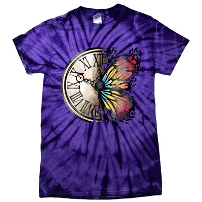 Butterfly Clock Design Tie-Dye T-Shirt