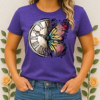 Butterfly Clock Design Womens T-Shirt