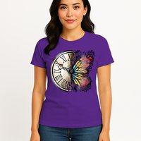 Butterfly Clock Design Womens T-Shirt
