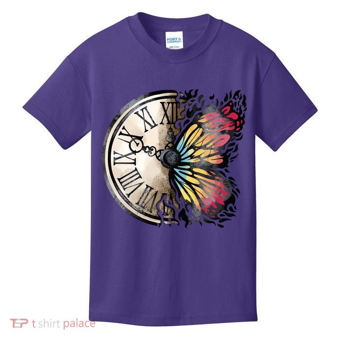 Butterfly Clock Design Kids T-Shirt
