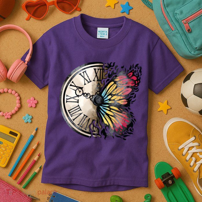Butterfly Clock Design Kids T-Shirt