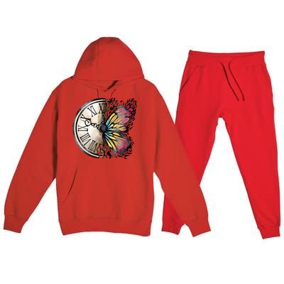 Butterfly Clock Design Premium Hooded Sweatsuit Set