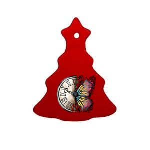 Butterfly Clock Design Ceramic Tree Ornament