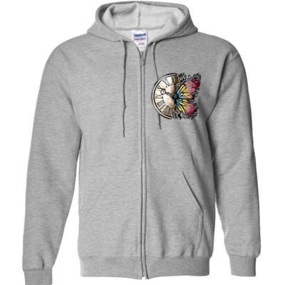 Butterfly Clock Design Full Zip Hoodie