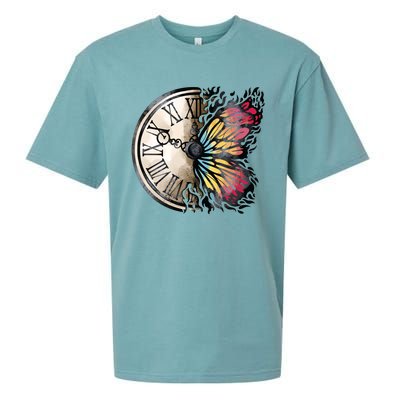 Butterfly Clock Design Sueded Cloud Jersey T-Shirt