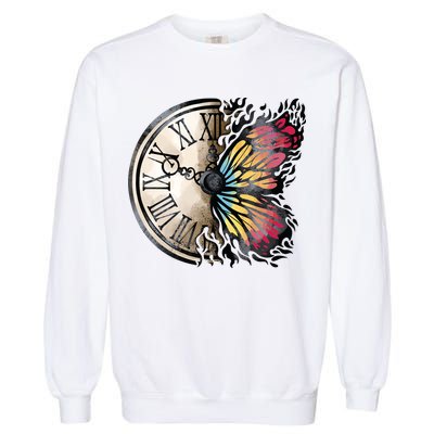 Butterfly Clock Design Garment-Dyed Sweatshirt