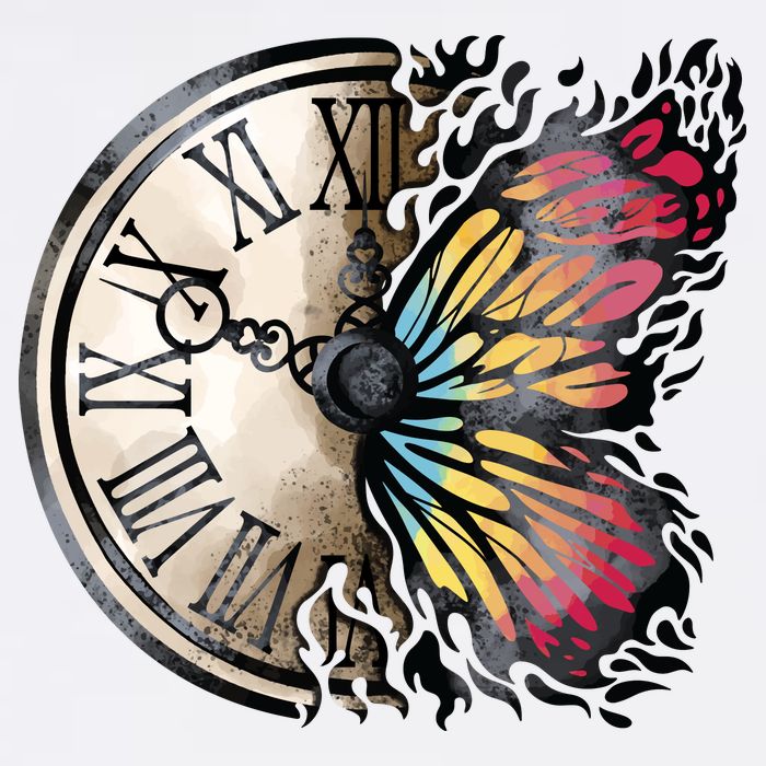 Butterfly Clock Design Garment-Dyed Sweatshirt