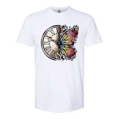 Butterfly Clock Design Softstyle® CVC T-Shirt