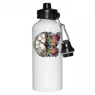 Butterfly Clock Design Aluminum Water Bottle