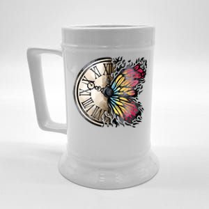 Butterfly Clock Design Beer Stein