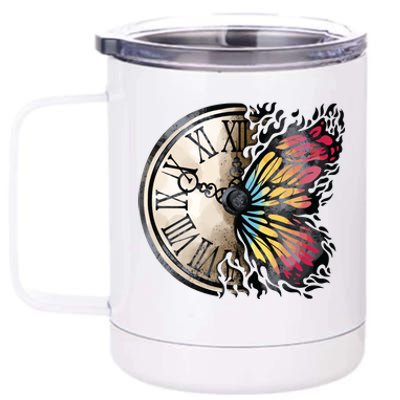 Butterfly Clock Design 12 oz Stainless Steel Tumbler Cup