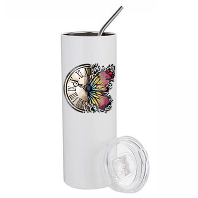 Butterfly Clock Design Stainless Steel Tumbler