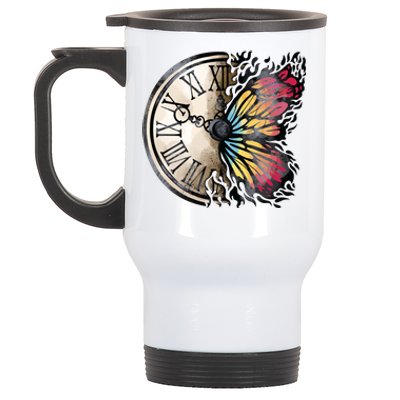 Butterfly Clock Design Stainless Steel Travel Mug