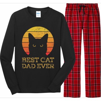 Best Cat Dad Ever Vintage Funny Cat Daddy Fathers Day Long Sleeve Pajama Set