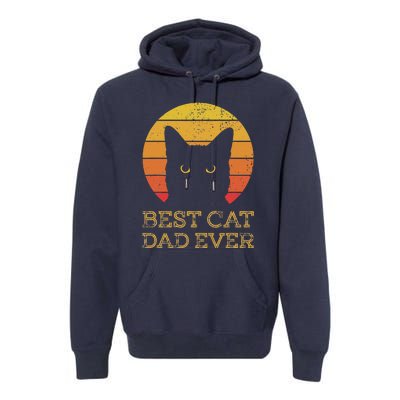 Best Cat Dad Ever Vintage Funny Cat Daddy Fathers Day Premium Hoodie