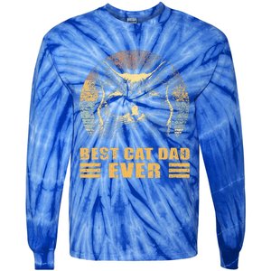 Best Cat Dad Ever FatherS Day Tie-Dye Long Sleeve Shirt