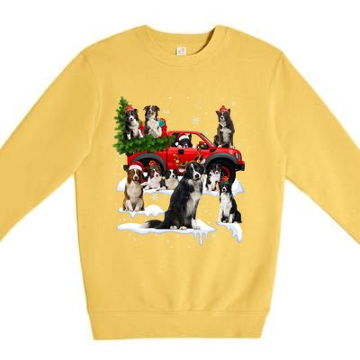 Border Collie Dog Red Truck Christmas Tree Santa Ugly Xmas Cute Gift Premium Crewneck Sweatshirt