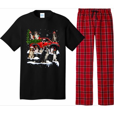 Border Collie Dog Red Truck Christmas Tree Santa Ugly Xmas Cute Gift Pajama Set