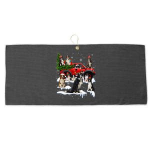 Border Collie Dog Red Truck Christmas Tree Santa Ugly Xmas Cute Gift Large Microfiber Waffle Golf Towel