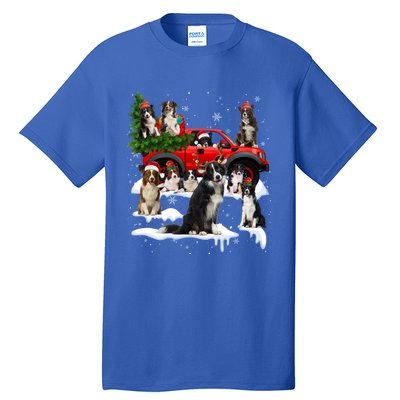 Border Collie Dog Red Truck Christmas Tree Santa Ugly Xmas Cute Gift Tall T-Shirt