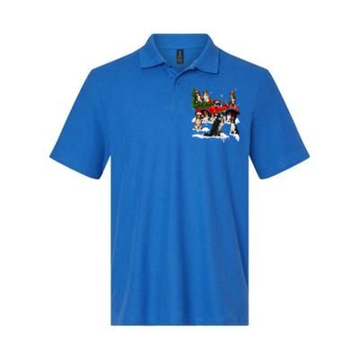 Border Collie Dog Red Truck Christmas Tree Santa Ugly Xmas Cute Gift Softstyle Adult Sport Polo