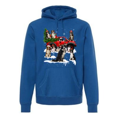 Border Collie Dog Red Truck Christmas Tree Santa Ugly Xmas Cute Gift Premium Hoodie