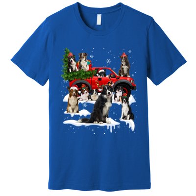 Border Collie Dog Red Truck Christmas Tree Santa Ugly Xmas Cute Gift Premium T-Shirt