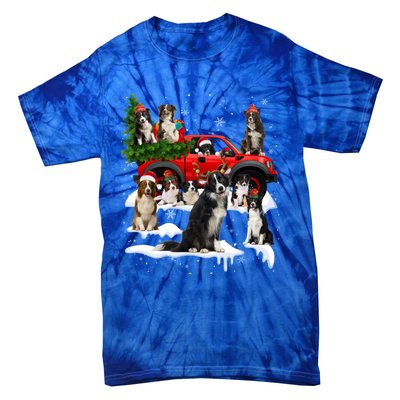 Border Collie Dog Red Truck Christmas Tree Santa Ugly Xmas Cute Gift Tie-Dye T-Shirt