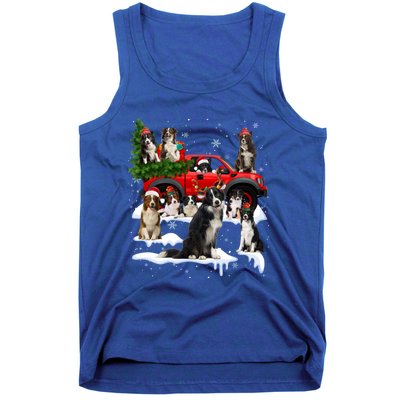 Border Collie Dog Red Truck Christmas Tree Santa Ugly Xmas Cute Gift Tank Top