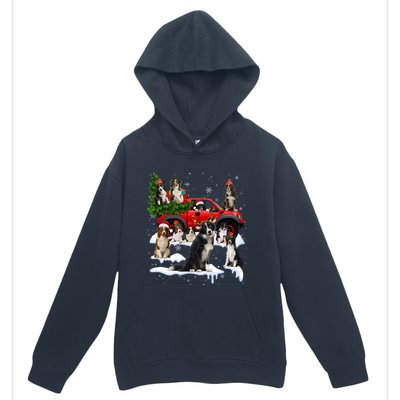 Border Collie Dog Red Truck Christmas Tree Santa Ugly Xmas Cute Gift Urban Pullover Hoodie