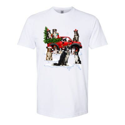 Border Collie Dog Red Truck Christmas Tree Santa Ugly Xmas Cute Gift Softstyle CVC T-Shirt