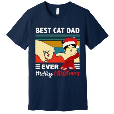 Best Cat Dad Funny Ever Vintage Cats Lover Christmas Premium T-Shirt