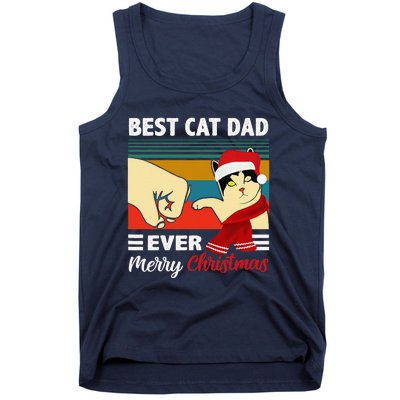 Best Cat Dad Funny Ever Vintage Cats Lover Christmas Tank Top