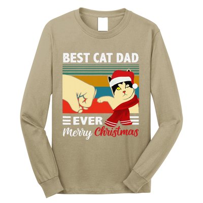 Best Cat Dad Funny Ever Vintage Cats Lover Christmas Long Sleeve Shirt