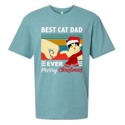 Best Cat Dad Funny Ever Vintage Cats Lover Christmas Sueded Cloud Jersey T-Shirt