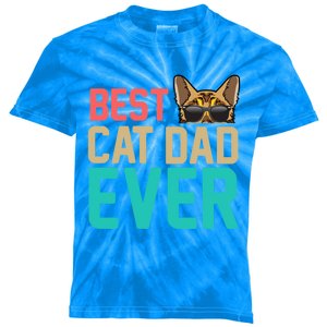 Best Cat Dad Ever Funny Bengal Cat Papa Gift Kids Tie-Dye T-Shirt