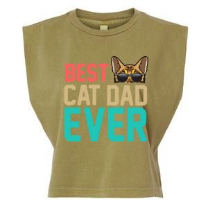 Best Cat Dad Ever Funny Bengal Cat Papa Gift Garment-Dyed Women's Muscle Tee