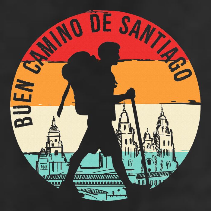 Buen Camino De Santiago De Compostela 7 Panel Mesh Trucker Snapback Hat